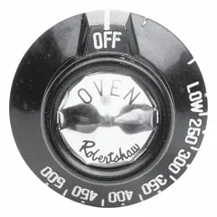 Dial knob for HVACR equipment, used as a replacement component on temperature controls, thermostats, and gas valves. Provides manual adjustment of settings in heating and refrigeration systems.
