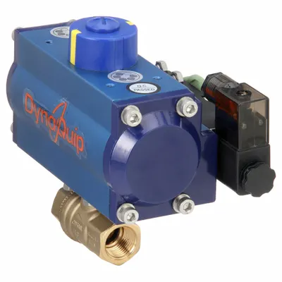 DYNAQUIP CONTROLS Pneumatically Actuated Two-Way Ball Valve: 1/2 in Size, Brass - Brass Pneumatically-Actuated Ball Valves