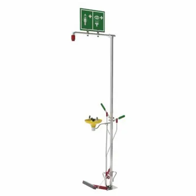 HUGHES SAFETY Floor-Mount Shower with Eyewash - Floor-Mount Showers with Eyewash