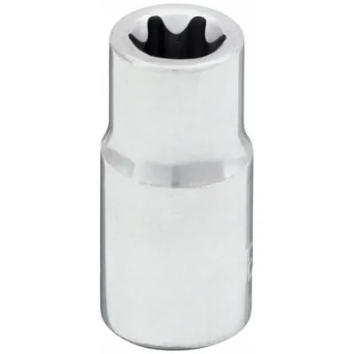 WESTWARD Socket: 1/4 in Drive Size, E7 Socket Size, External Torx, Std, Chrome - 1/4" Drive External Torx Hand Sockets