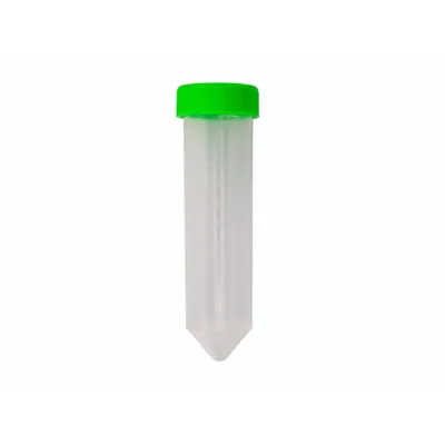 OEM PPCO Centrifuge Tube, 50 mL, Conical Bottom, Natural, Green Closure, Graduated - Plastic Centrifuge Tubes