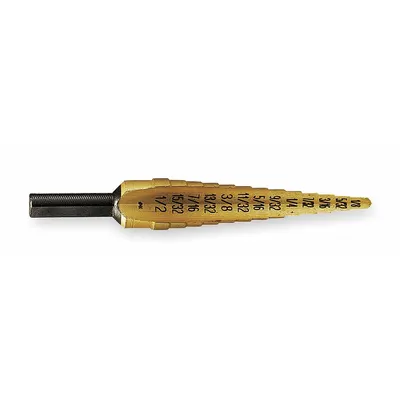 IRWIN Step Drill Bit: 1/8" to 1/2", TiN-Coated HSS - High-Speed Steel Step Drill Bits