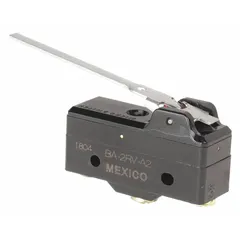 Snap-action switch with hinge lever actuator and 1NO/1NC contact configuration. Rated 20 A at 250 V AC with screw-type electrical connection. Used for position sensing and limit control in industrial automation, packaging, and material handling equipment.