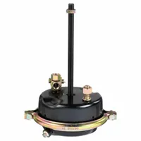 This service spring chamber is a Type 30 air brake component constructed from steel with a black powder finish. It is used in heavy-duty vehicle air brake systems to apply and release the service brakes, providing stopping force in trucks, trailers, and buses