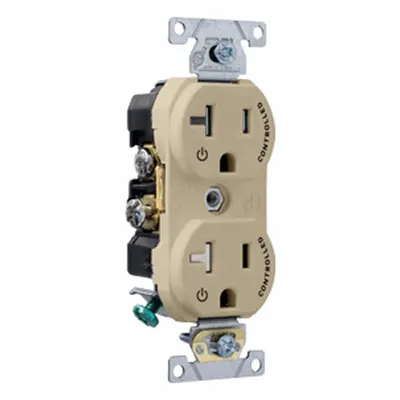 LEVITON Plugs and Receptacles: Duplex, 5-20, Ivory, 125V AC, 20 A, 2 Pole / 3 Wire (MPN TBR20-S2I) - General Purpose Receptacles