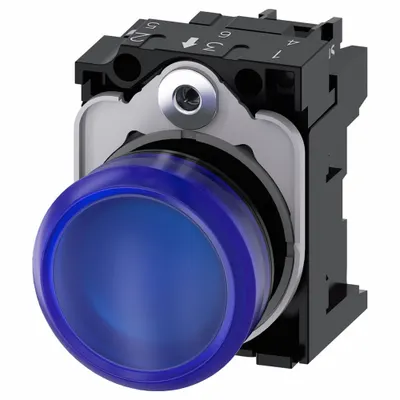 Siemens Pilot Light: 22 mm Panel Mounting Size, Blue, LED - LED Pilot-Lights