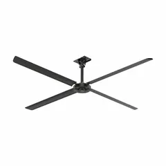 Industrial HVLS ceiling fan from the XP Series with a 12 ft blade diameter, delivering 68,675 cfm airflow. Operates on single-phase 120V AC at 8.3 A with variable speed control. Suitable for large spaces such as warehouses, distribution centers, and manufacturing plants.