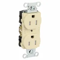 HUBBELL Receptacle: Duplex, 5-15, Ivory, 125V AC, 15 A, 2 Pole / 3 Wire (MPN BR15ITR)