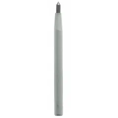 Carbide replacement tip for metal marking scribers. Features an aluminum, knurled body for secure grip. Used to replace worn or broken points on compatible scribers for precise marking on metal surfaces in fabrication, machining, and maintenance applications.