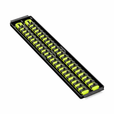 ERNST MANUFACTURING Socket Organizer: Yellow, 3 5/8 in Overall Wd, 44 Posts/Slots - Socket Rails & Trays