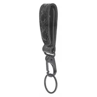 HEROS PRIDE Key Holder: Black, Leather, Basket Weave, 6 1/4 in x 29 mm, Snap Closure (MPN 1487WB)