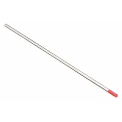 UNIWELD EWTh-2 thoriated tungsten electrodes, color-coded red, are AWS classified for AC/DC welding. Each electrode measures 3/32 in diameter by 7 in length. Suitable for TIG welding of carbon steel, stainless steel, nickel alloys, and titanium. Pack of 10.