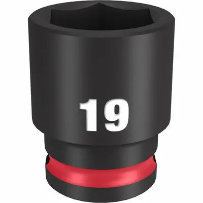 MILWAUKEE Standard Impact Socket: 3/8 in Drive Size, Metric, 19 mm Socket Size, 6-Point - 3/8" Drive Impact Sockets