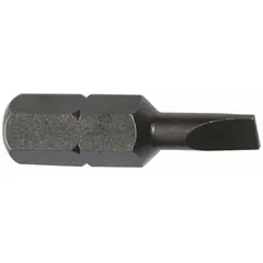 This APEX insert bit features a slotted head design and a hex drive for use with power tools. It has an imperial bit industry size of 6F-7R and a standard point type. Sold in a 5-pack, it is suitable for driving slotted-head screws in industrial assembly and maintenance applications.