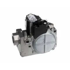 Gas valve for commercial HVAC systems, controlling gas flow to ensure safe combustion in furnaces, rooftop units, and boilers. Direct replacement part for TRANE equipment requiring precise gas regulation.