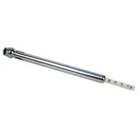 Pencil-type tire pressure gauge with chrome finish, 2 1/2 in overall length, and 2 psi pressure increments. Used for measuring tire air pressure in automotive and fleet maintenance applications