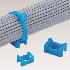 Screw mount cable tie base for use with light-heavy and standard cable ties. Features a 0.61 in width, 0.09 in slot height, and #10 screw mount hole size. Color: Aqua. Pack of 100.