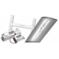 This emergency driver provides backup power for linear LED fixtures, delivering 500 lumens at 3.5 A. It operates on 120/277V AC input and uses a Nickel Cadmium battery. Suitable for installations requiring emergency illumination during power outages.