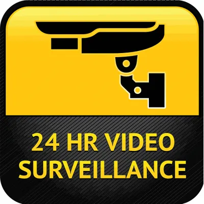 ZING Security Window Decals: Adhesive Sign Mounting, 4 in x 4 in Nominal Sign Size - 24 Hr Video Surveillance Signs