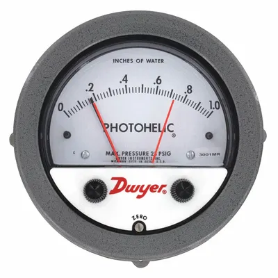 Dwyer Photohelic Switch: Back/Single-Side, 1/8 in NPT Female, ±2% Gauge Accuracy - Low Operating Pressure Differential Gauges