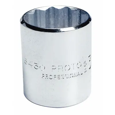 PROTO Socket: SAE, 1/2 in Drive Size, 19/32 in Socket Size, 12-Point, Std, Chrome - 1/2" Drive Hand Sockets