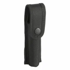 Black nylon holster designed for carrying universal flashlights on belts up to 3 inches wide. Compatible with PELICAN 7100 model. Provides a secure carrying solution for industrial and maintenance applications.