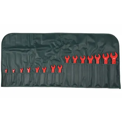 WIHA Metric Open End Wrench Set, 15 Pieces, 6-24 mm - Metric, Single End, Open End Wrench Sets