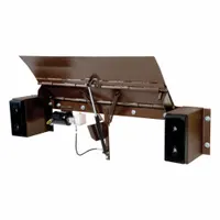 This dock leveler is a manual hydraulic-operated unit designed to bridge the gap between a loading dock and a truck bed for forklift loading and unloading. It includes a motor, control box, cylinder, hydraulic lines, oil, and pump, operating on 115V. Service height is 5 inches, and bumpers are made of rubber