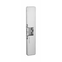 This heavy-duty electric strike accommodates both cylindrical and mortise locksets. Constructed of stainless steel, it measures 9 inches in height and operates on 12/24V input voltage. Suitable for high-traffic commercial entrances requiring remote-controlled access.