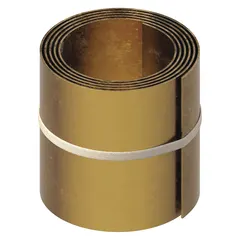 Brass shim stock roll, Grade 260, 6 inches wide, 100 inches long, 0.031 inch thick. Width tolerance ±0.008 inch, thickness tolerance ±0.003 inch, length tolerance +3.000/-0.125 inch. Used for precision alignment, gap filling, and spacing in machinery and equipment maintenance.