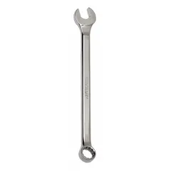 This SAE 12-point combination wrench has an 11/16 in head size and a 10 1/4 in overall length. It is made of alloy steel with a chrome finish. Used for tightening or loosening hex fasteners in general maintenance and repair tasks.
