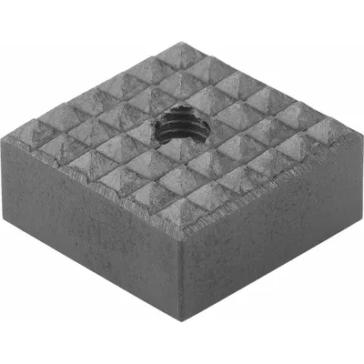 KIPP Gripper Pad w/Tapped Through-Hole: Carbide, Fine, 12 mm Face Wd, M5 - Square Gripper Pads with Tapped Through-Hole