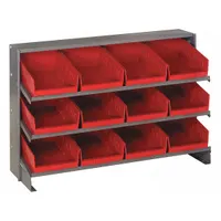 QUANTUM STORAGE SYSTEMS Bench Pick Rack: 36 in x 12 in x 21 in, 1 Usable Sides, 3 Shelves, 12 Bins (MPN QPRHA-107RD)