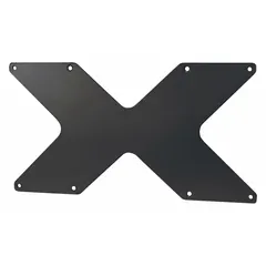 This steel adaptor plate is a fixed television mount designed for ceiling installation. It features a black powder-coated finish. The plate provides a secure mounting point for attaching a television to a ceiling structure in commercial or residential settings.