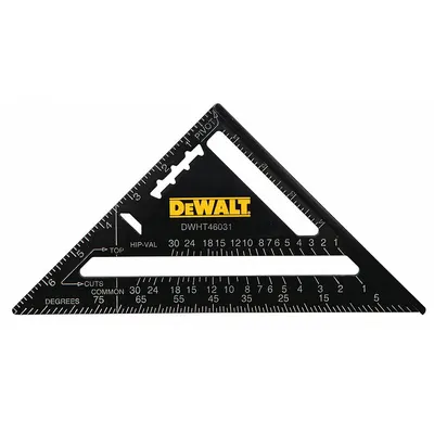 DEWALT Rafter Square: 7 in Square Size, Aluminum, Scribe Line Notches for Marking Rip Cuts - Rafter Squares