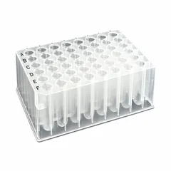 48-well deep well plate made of colorless polypropylene with round wells, each 10.1 mm in diameter and 3.5 mL capacity. RNase/DNase free for sensitive molecular biology applications. Suitable for high-throughput sample storage, processing, and assay preparation.
