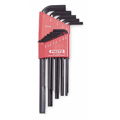 PROTO Hex Key Set: 11 - 15 Pieces, L, SAE, Std End, Long, 13 Pieces, Holder, Black Oxide - L-Shaped Hex Key Sets