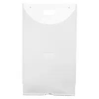 This wall mount holder is designed for storing patient transfer equipment in healthcare settings. Made of clear LDPE, it allows easy visibility of contents. Includes mounting hardware for installation. Dimensions: 12 in L x 12 1/4 in W x 20 1/2 in H