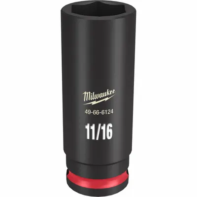 MILWAUKEE Deep Impact Socket: 3/8 in Drive Size, SAE, 11/16 in Socket Size, 6-Point - 3/8" Drive Impact Sockets