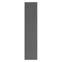 This pilaster is a structural component for commercial bathroom partitions, providing support and privacy in restroom stalls. It features a polymer inner core with a black pebble finish and texture. Dimensions: 82 inches high, 18 inches wide, 1 inch thick.