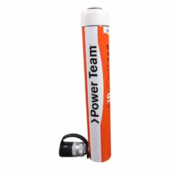 Single-acting hydraulic ram with 100 ton nominal capacity and 7 in nominal stroke. Suitable for lifting, pressing, and pushing applications in industrial maintenance and construction where high force is required in confined spaces.