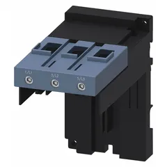 This stand-alone assembly support is designed for mounting and securing Siemens 3RU2 thermal overload relays and 3RT2 contactors in industrial control panels. It provides mechanical stability and proper alignment for these components in motor control and automation applications.