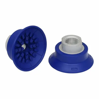 SCHMALZ Vacuum Pad Assembly: Flat, G3/8 in, 56 mm Pad Dia, NBR, Blue, 60 A, 28 mm Pad Ht - Flat Type Automotive Industry Vacuum Pad Assemblies