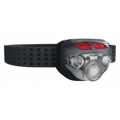This headlamp provides hands-free illumination with a maximum output of 400 lumens, a beam distance of 85 meters, and a run time of up to 35 hours. It features two light outputs and operates on three included AAA batteries. Suitable for tasks requiring focused lighting in low-light conditions.