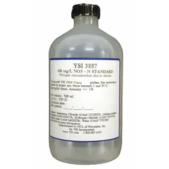 Lab-grade nitrate standard solution with a concentration of 1 mg/L, supplied in a 500 mL volume. Used for calibrating nitrate measurement instruments in water quality testing applications.