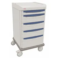 METRO Medical Procedure Cart: Polymer, (4) Swivel, Taupe, White, 5 Drawers, 1 Shelves (MPN SXRSMDSRG)
