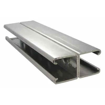 CALBRITE Strut Channel, Slotted Back-to-Back: 304 Stainless Steel, Polished, 14 ga Gauge - Slotted Back-to-Back Strut Channels