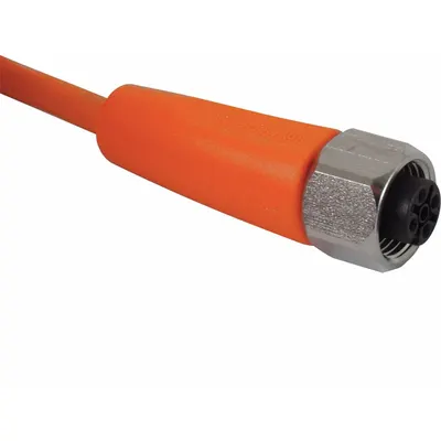 IFM Cordset: M12 Female Straight X Bare Wire, 4 Pins, Orange, PVC, 10 m Cable Lg - Single-Ended Cordsets with PVC Jacket for Flexing Applications