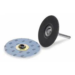 This backing pad supports TS quick-change discs for surface preparation, grinding, and finishing tasks. It features a 1-1/2 in diameter, medium density construction, and a 1/4 in straight-shank tool connection. Suitable for use in metalworking and fabrication applications.