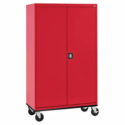 SANDUSKY Shelf Cabinet: Casters, 46 in x 24 in x 78 in, Recessed, Keyed, 4 Shelves - Commercial Mobile Shelf Cabinets